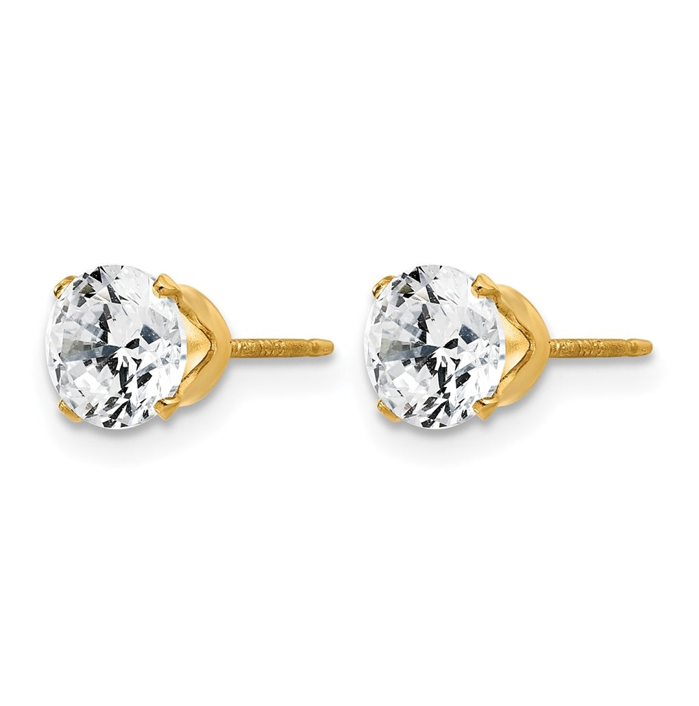 1/20 14K Gold Filled 6mm Cubic Zirconia Stud Post Earrings
