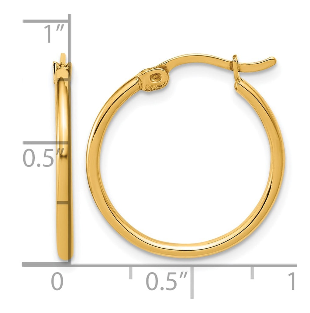 1/20 14K Gold Filled 1.5x20mm Round Tube Hoop Earrings