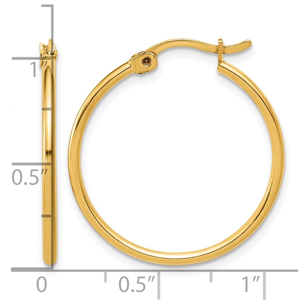 1/20 14K Gold Filled 1.5x25mm Round Tube Hoop Earrings