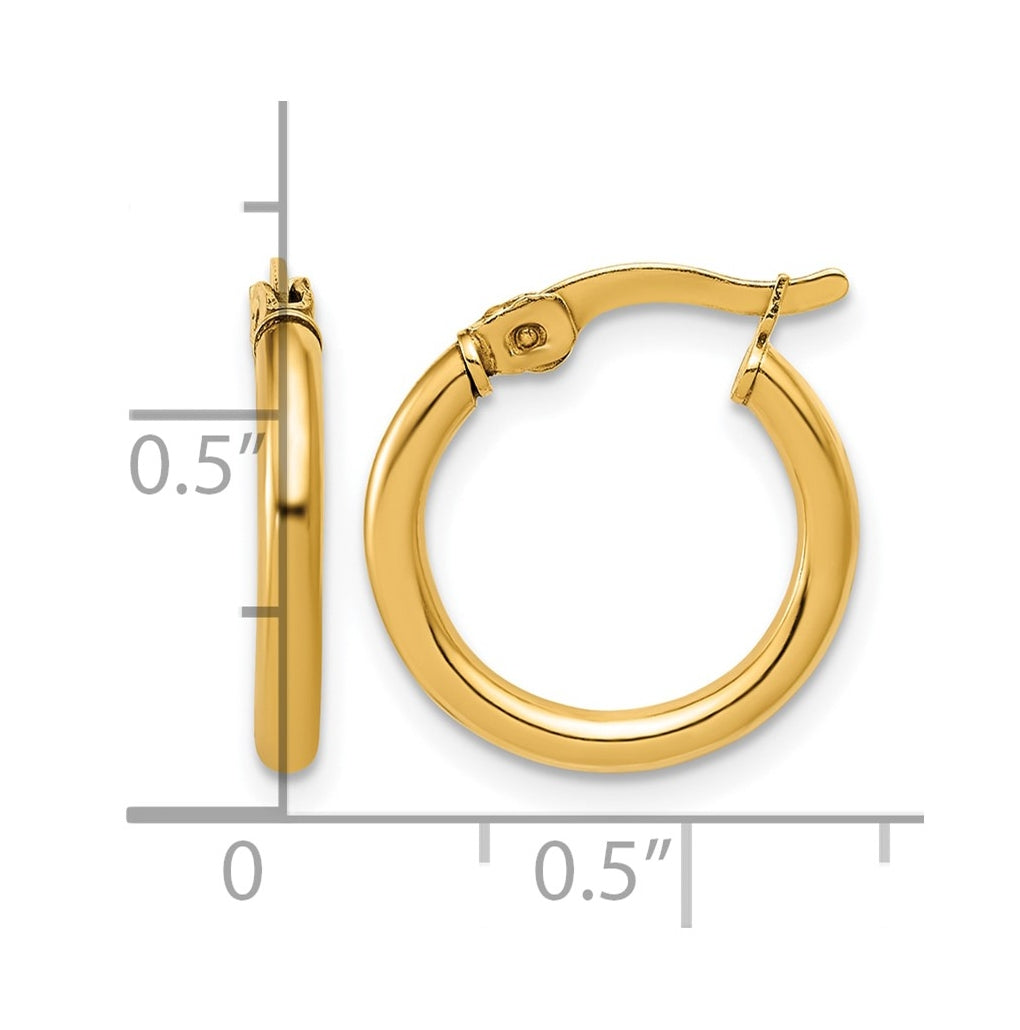 1/20 14K Gold Filled 2x15mm Round Tube Hoop Earrings