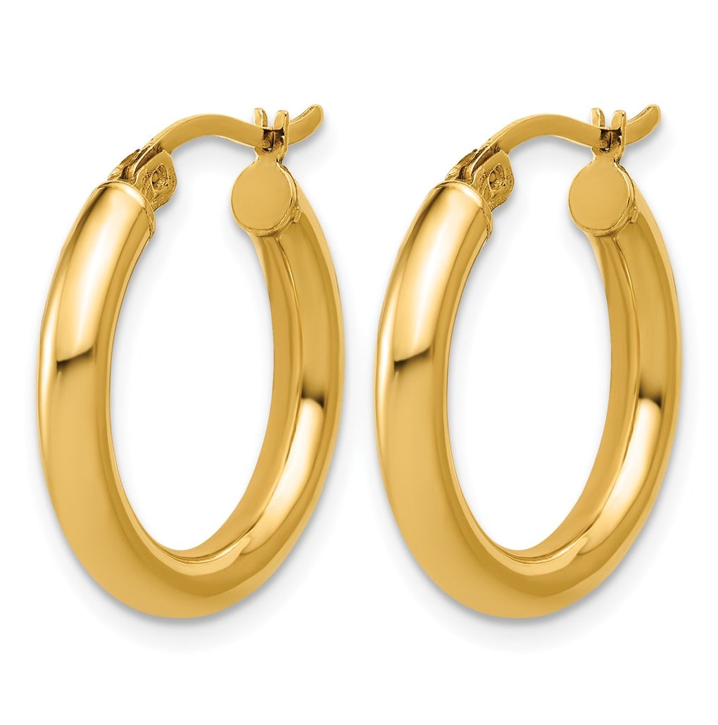 1/20 14K Gold Filled 3x20mm Round Tube Hoop Earrings
