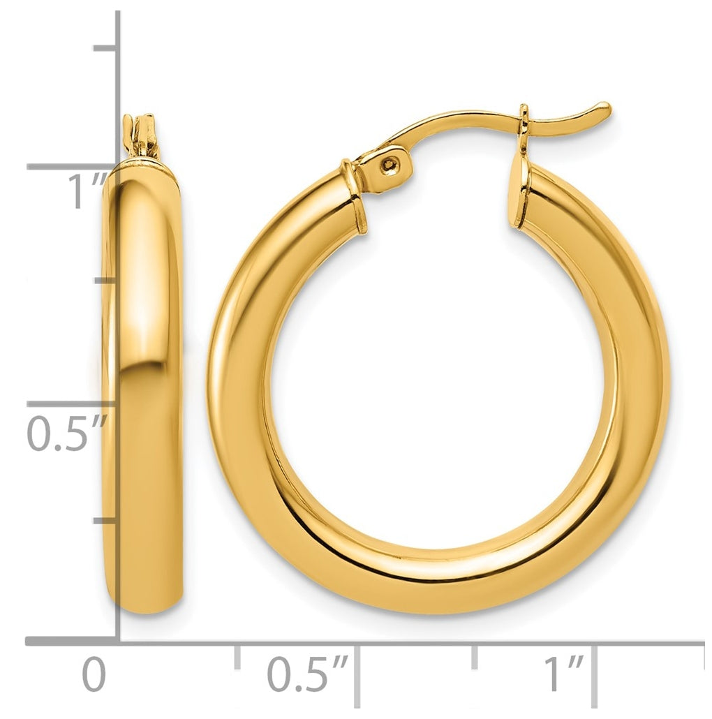 1/20 14K Gold Filled 4x25mm Round Tube Hoop Earrings
