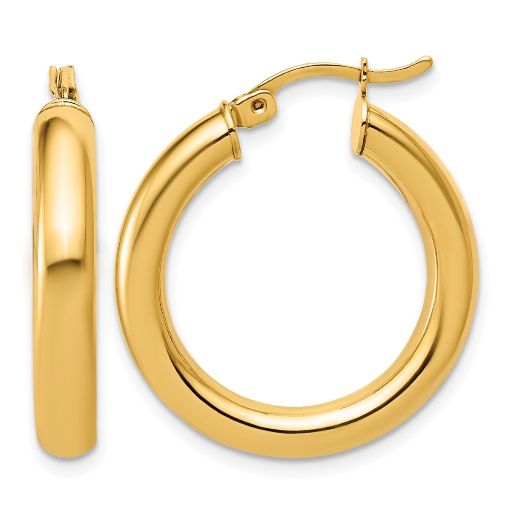1/20 14K Gold Filled 4x25mm Round Tube Hoop Earrings
