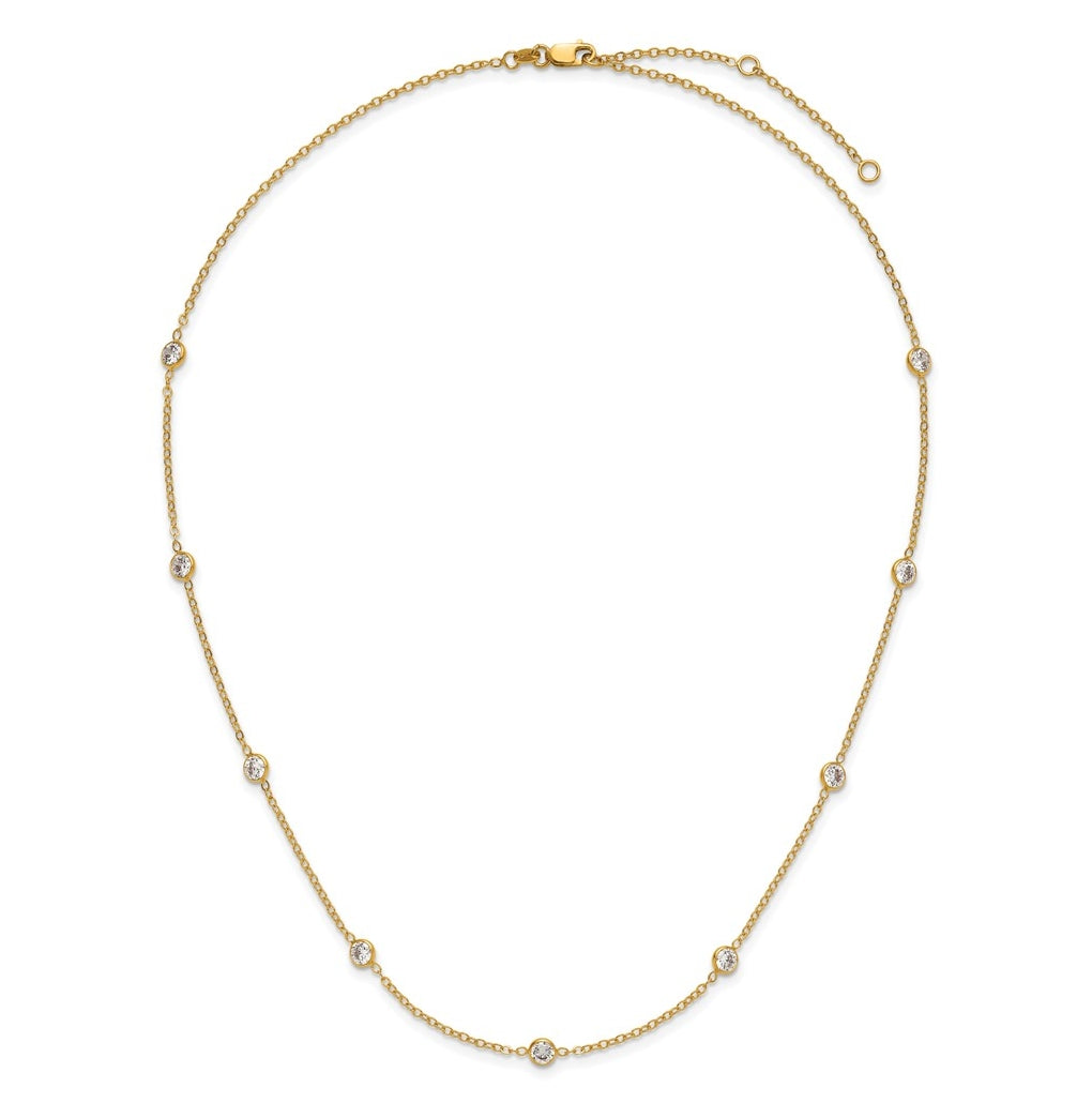 1/20 14K Gold Filled 9-Station Cubic Zirconia 18in with 2in ext. Necklace