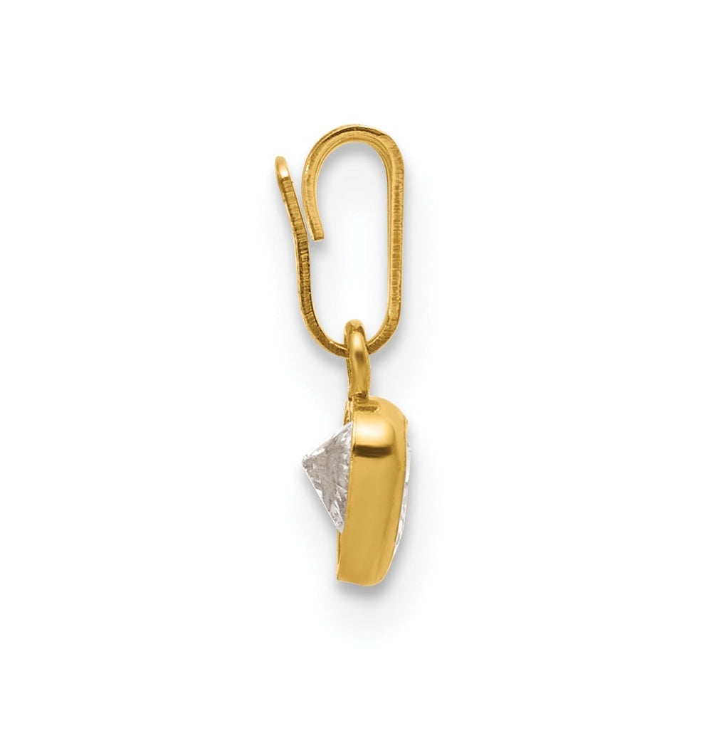 1/20 14K Gold Filled 4.50mm Heart Cubic Zirconia Bezel Pendant