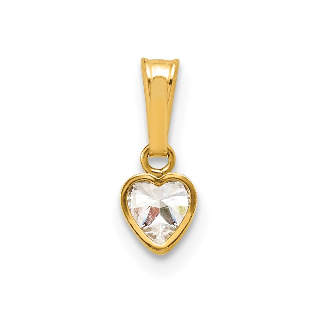 1/20 14K Gold Filled 4.50mm Heart Cubic Zirconia Bezel Pendant