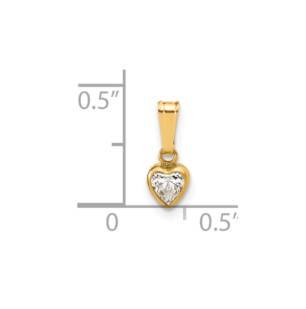 1/20 14K Gold Filled 4.50mm Heart Cubic Zirconia Bezel Pendant