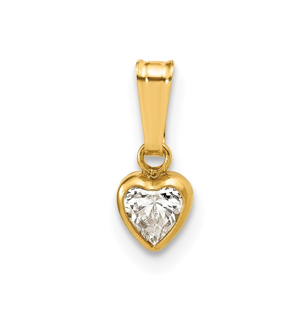 1/20 14K Gold Filled 4.50mm Heart Cubic Zirconia Bezel Pendant