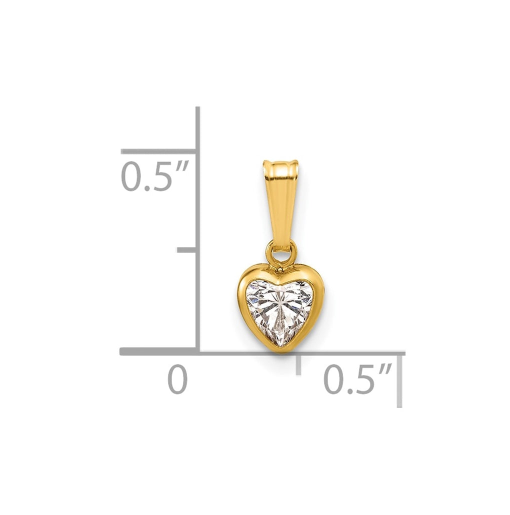 1/20 14K Gold Filled 5.50mm Heart Cubic Zirconia Bezel Pendant