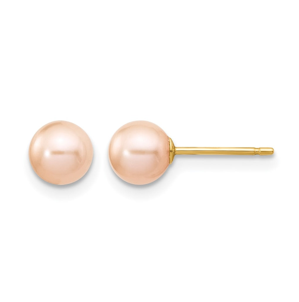1/20 14K Gold Filled Round FWC Pearl Stud Post Earrings