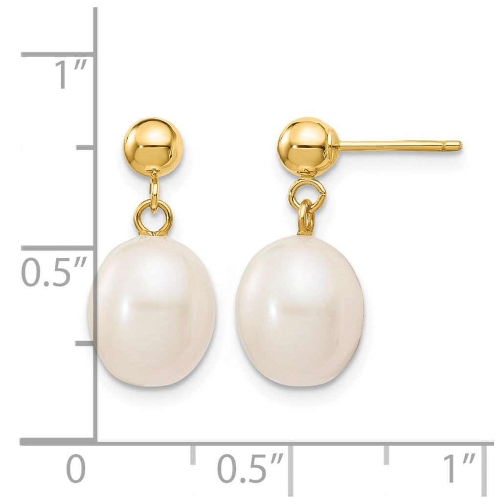 1/20 14K Gold Filled Rice FWC Pearl Post Dangle Earrings