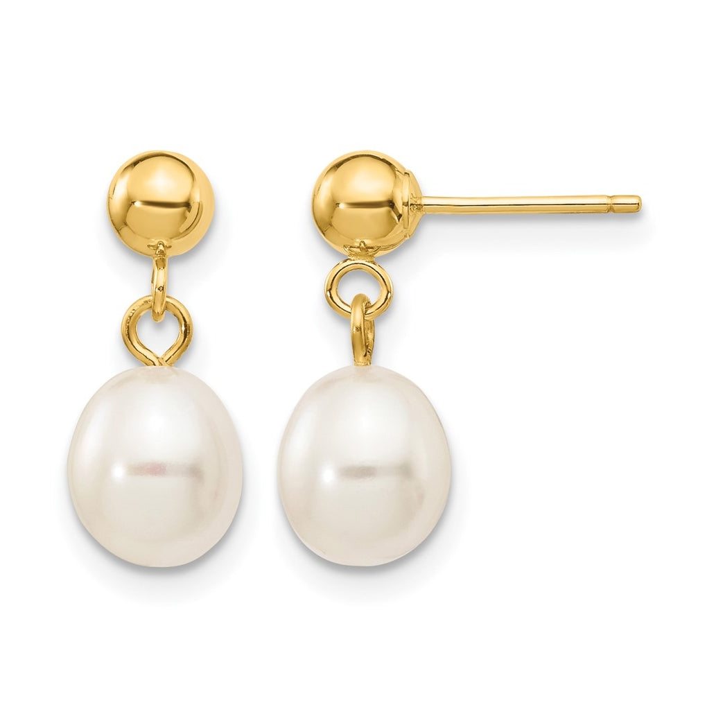 1/20 14K Gold Filled Rice FWC Pearl Post Dangle Earrings