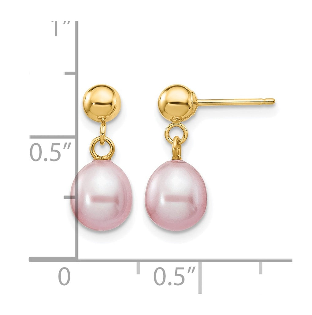 1/20 14K Gold Filled Rice FWC Pearl Post Dangle Earrings