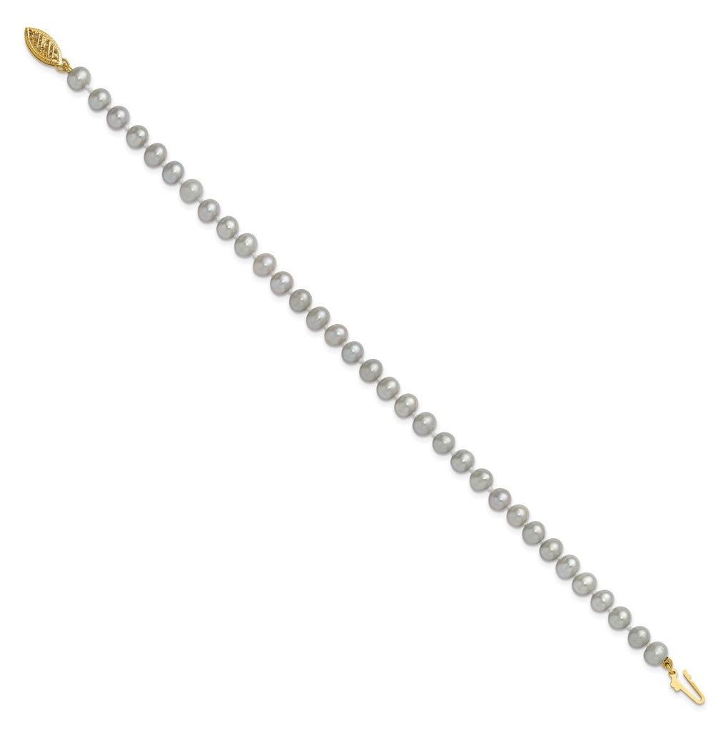 1/20 14K Gold Filled Near Round Grey FWC Pearl 7.5in Bracelet