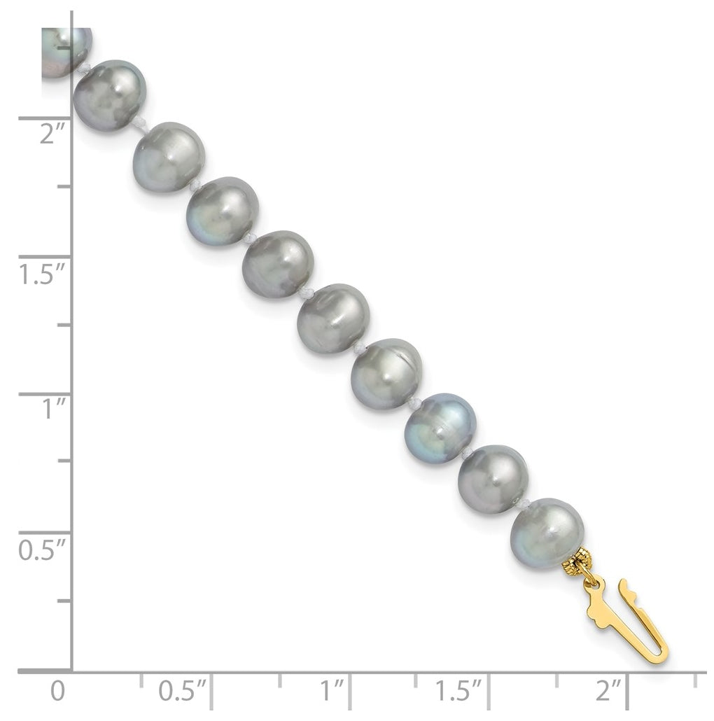 1/20 14K Gold Filled Near Round Grey FWC Pearl 7.5in Bracelet