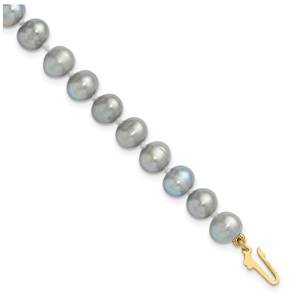 1/20 14K Gold Filled Near Round Grey FWC Pearl 7.5in Bracelet