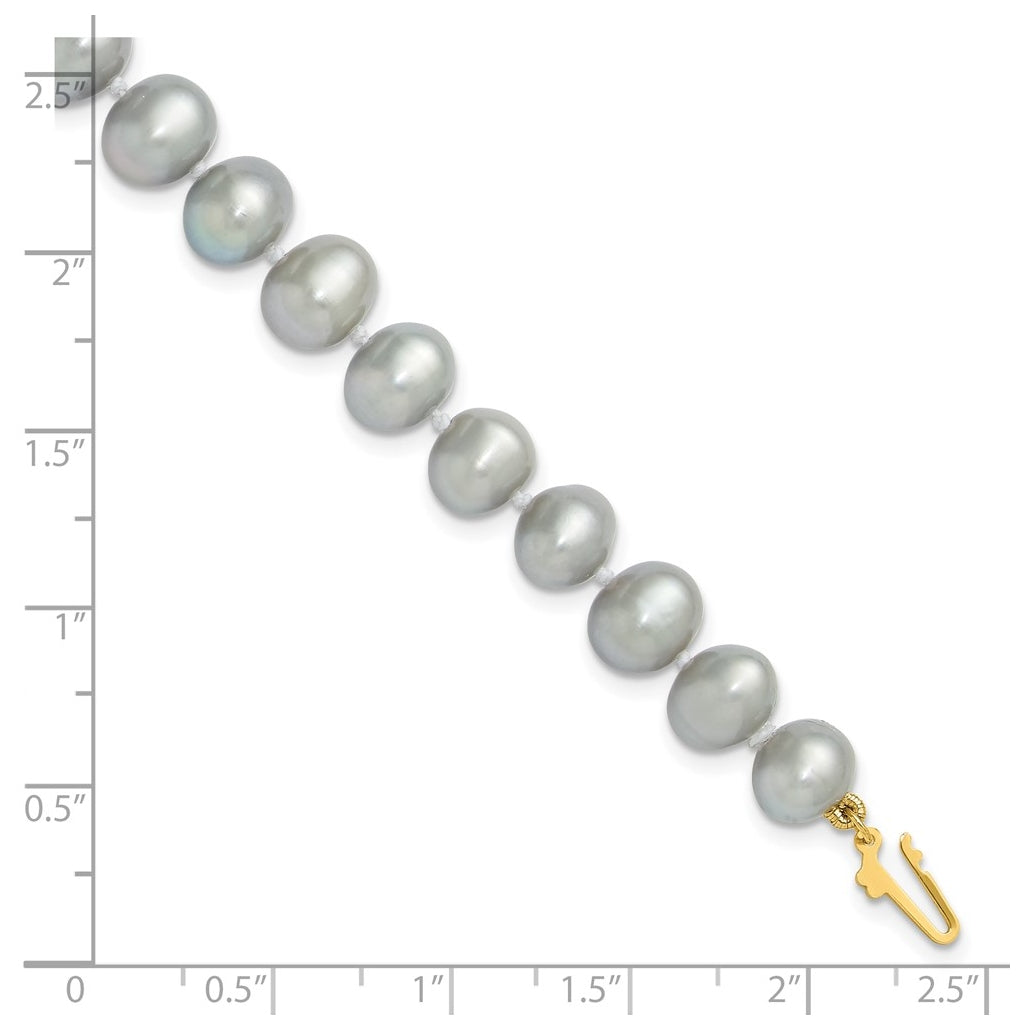 1/20 14K Gold Filled Near Round Grey FWC Pearl 7.5in Bracelet