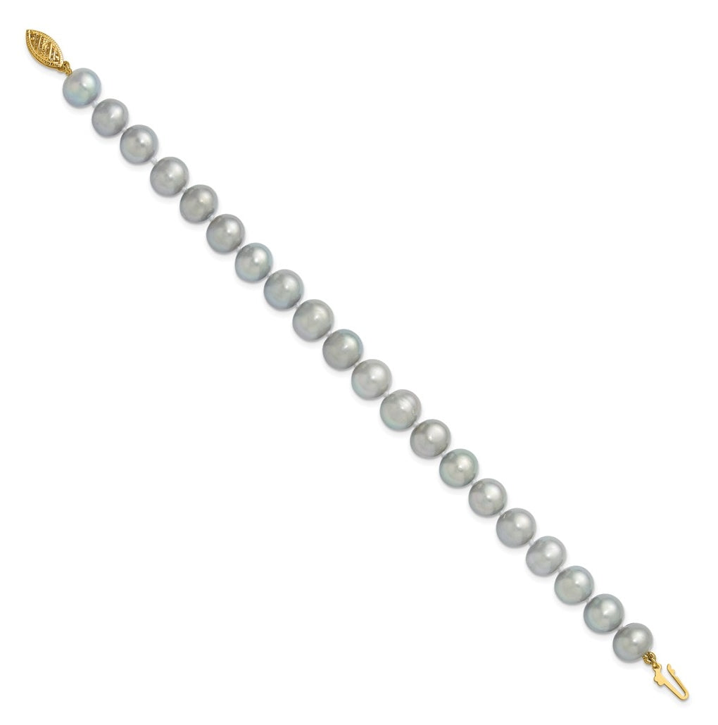 1/20 14K Gold Filled Near Round Grey FWC Pearl 7.5in Bracelet