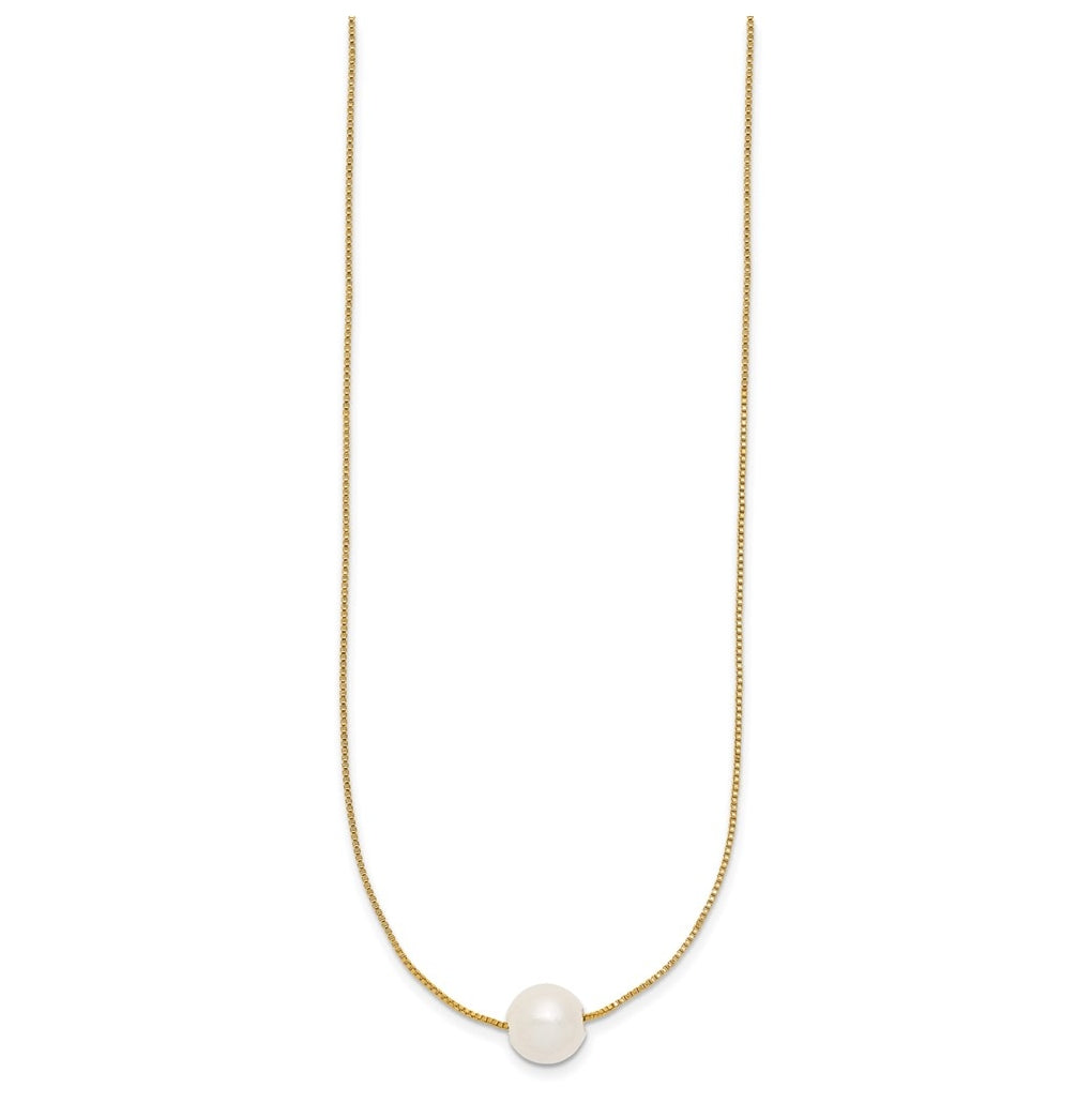 1/20 14K Gold Filled 9-10mm Round White Freshwater Culture Pearl 18in Necklace
