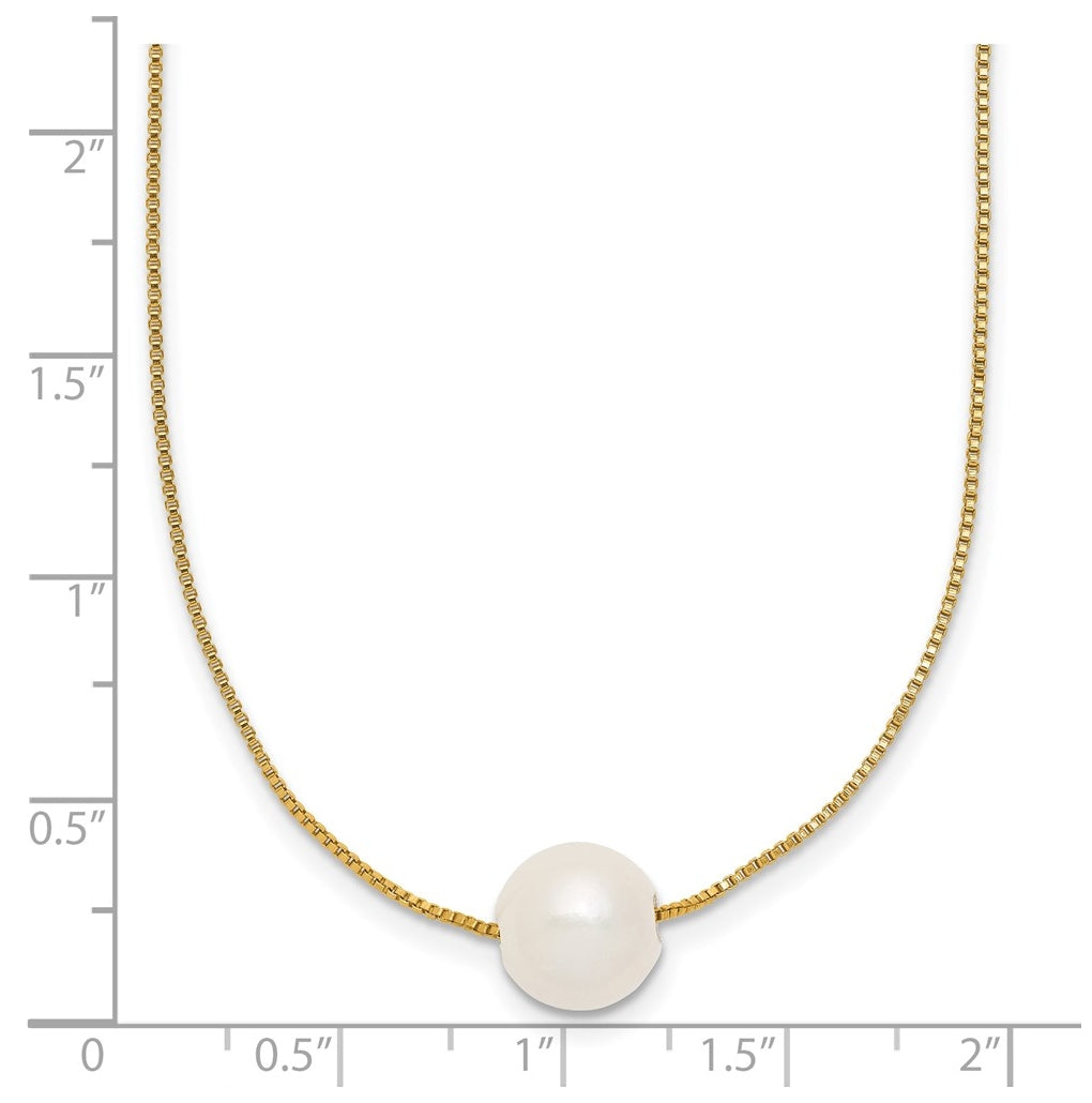 1/20 14K Gold Filled 9-10mm Round White Freshwater Culture Pearl 18in Necklace