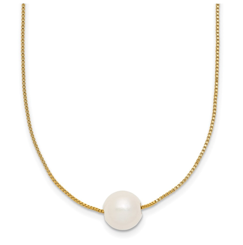 1/20 14K Gold Filled 9-10mm Round White Freshwater Culture Pearl 18in Necklace