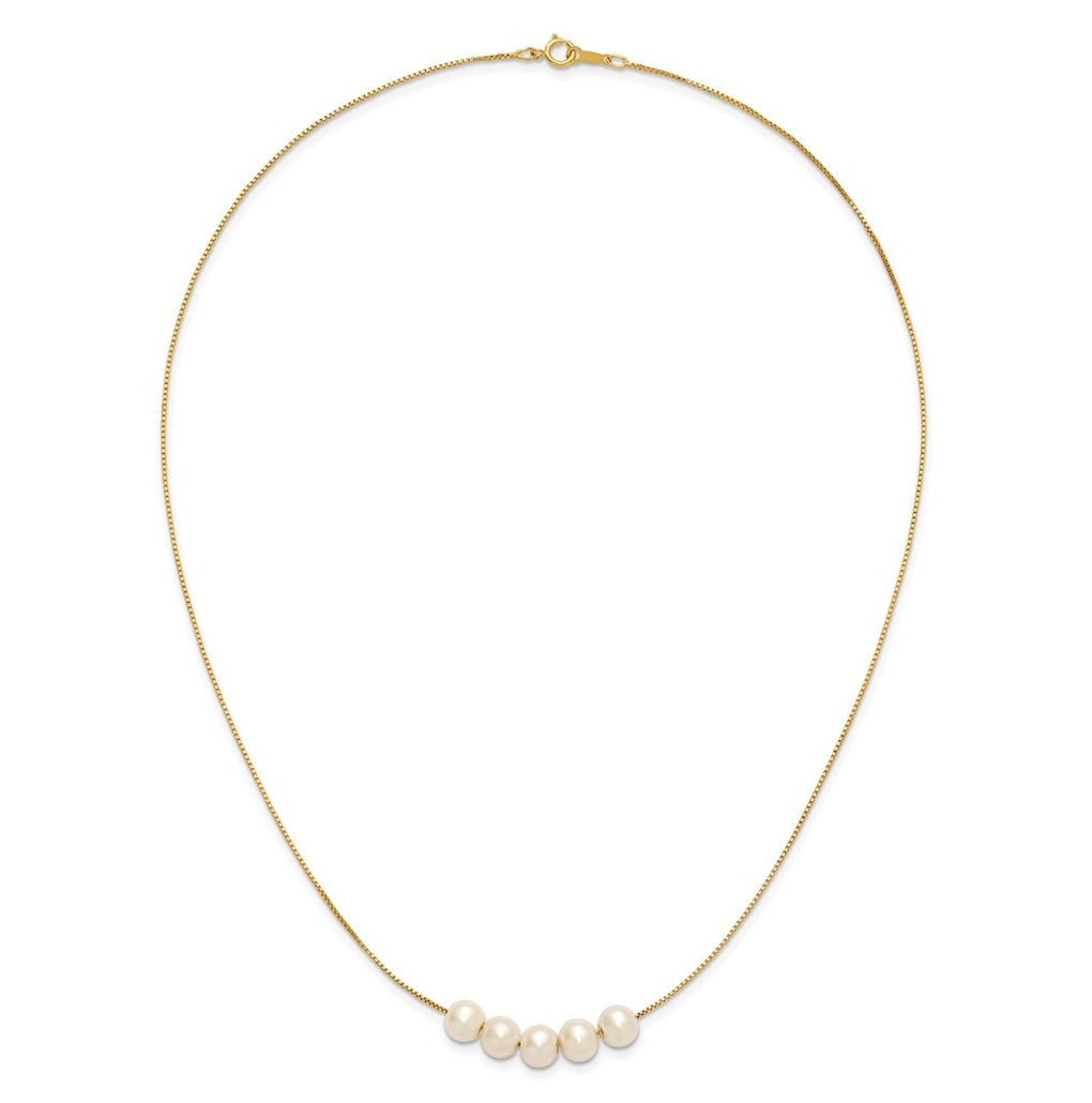 1/20 14K Gold Filled 6-7mm 5 Near Round White Freshwater Culture Pearl 18in Necklace