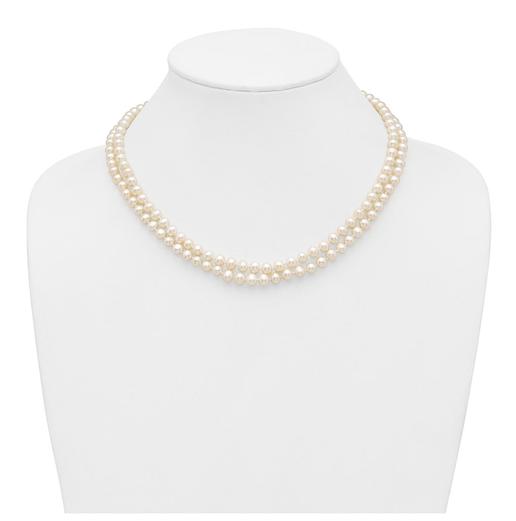 1/20 14K Gold Filled 5-6mm Near Rnd White Freshwater Culture Pearl 2-Strand 18in Necklace