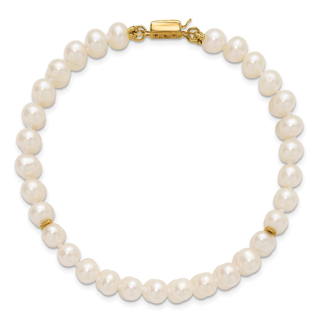 1/20 14K Gold Filled 5-6mm Near Rnd White Freshwater Culture Pearl 2-Strand 7.5in Bracelet