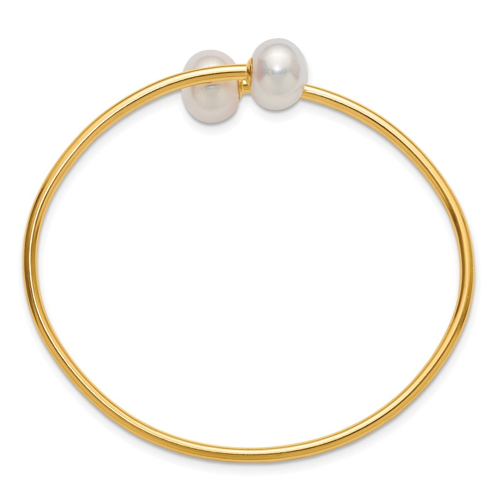 1/20 14K Gold Filled 10-11mm Button White Freshwater Culture Pearl Flexible Bangle