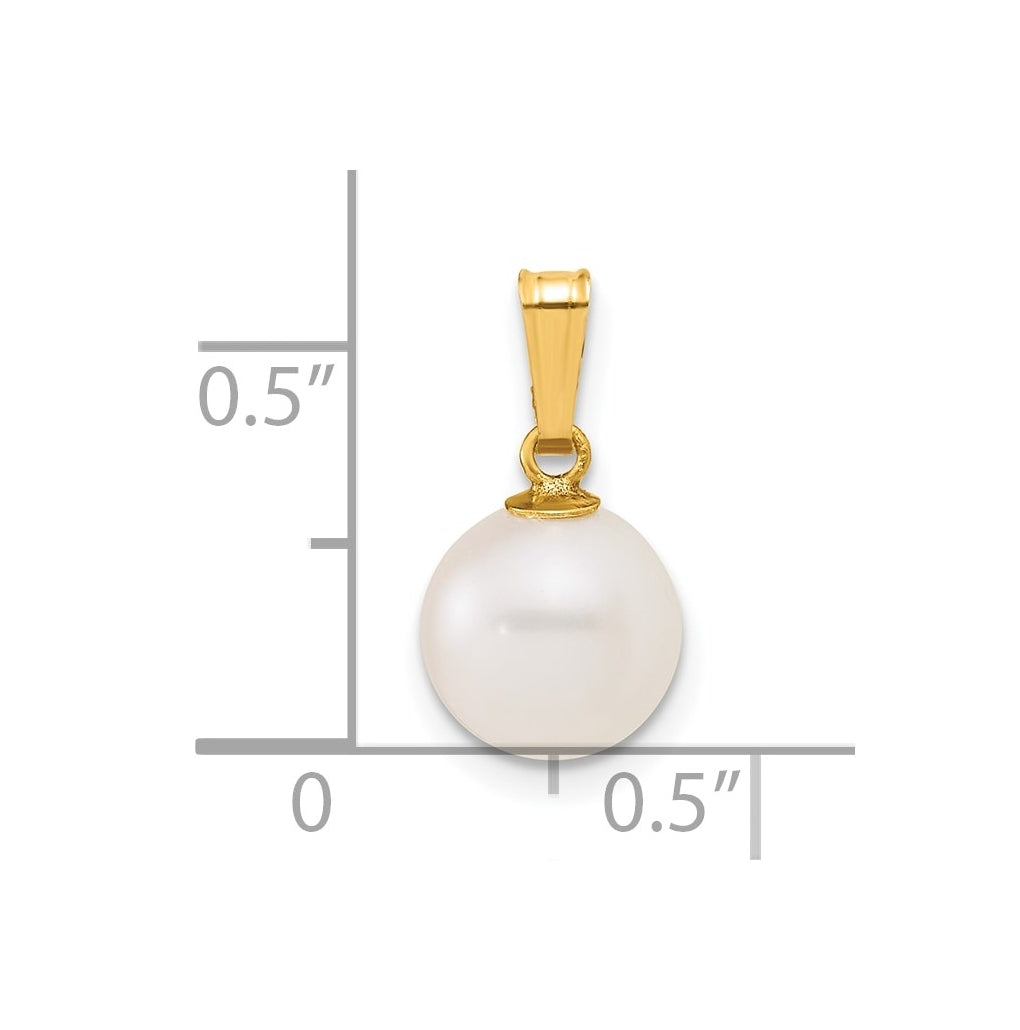 1/20 14K Gold Filled 8-9mm Round White Freshwater Culture Pearl Pendant