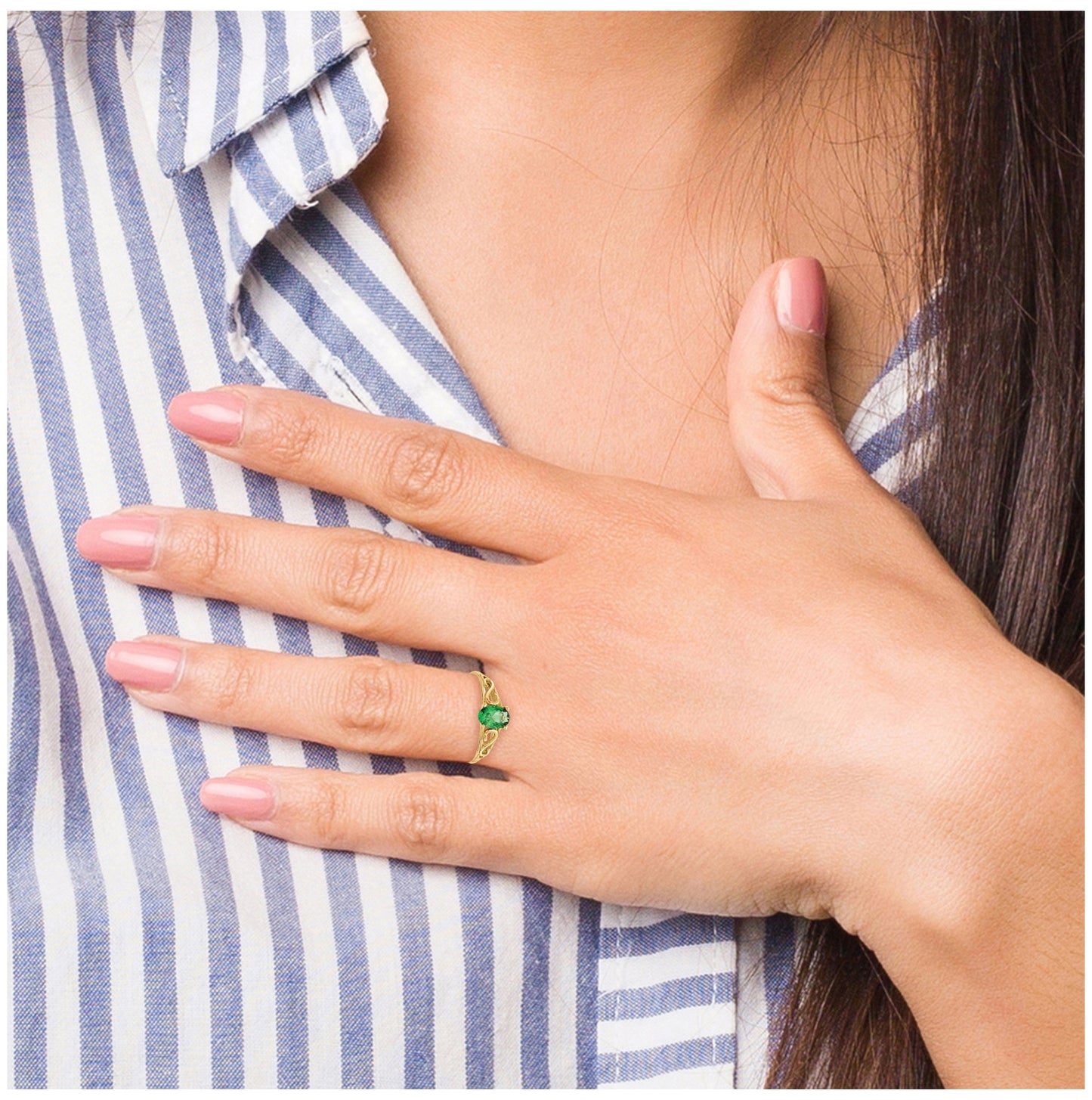 14K Yellow Gold Madi K Synthetic Emerald Ring