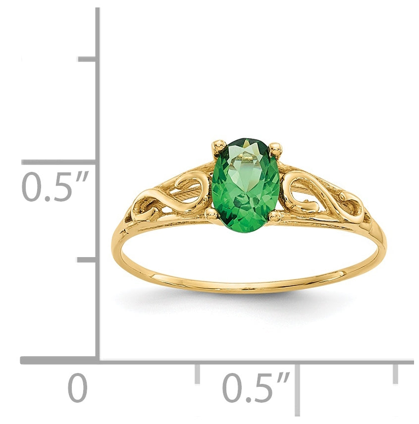 14K Yellow Gold Madi K Synthetic Emerald Ring