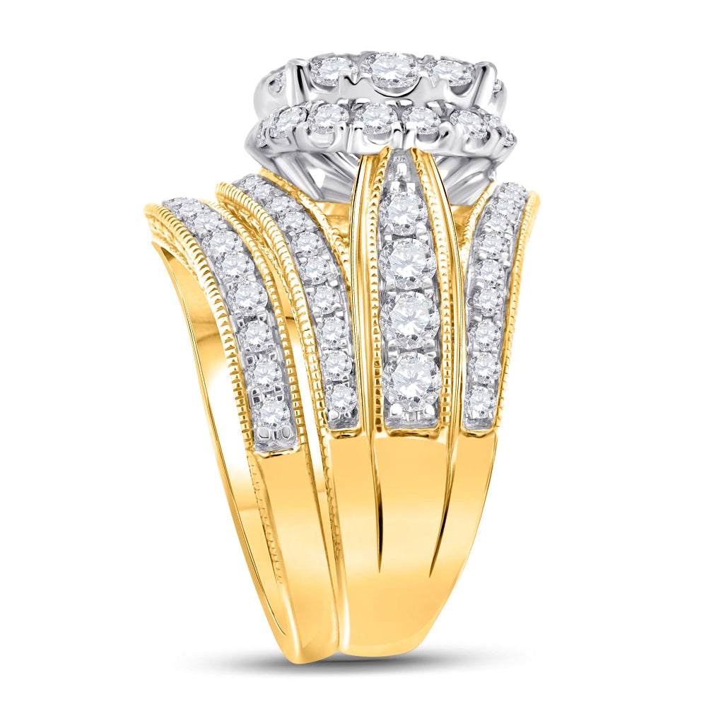 14K Yellow Gold Princess Diamond Bridal Wedding Ring Band Set 2-1/2 Cttw, Womens Size: 5-10