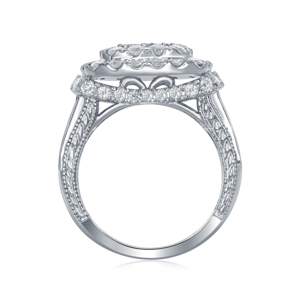 14K White Gold Princess Diamond Cluster Bridal Wedding Engagement Ring 3-1/2 Cttw, Womens Size: 5-10