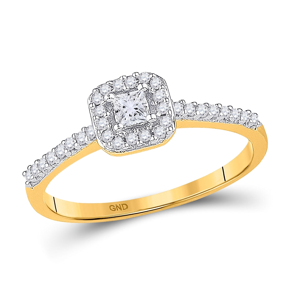 10K Yellow Gold Princess Diamond Solitaire Bridal Wedding Engagement Ring 1/4 Cttw, Womens Size: 5-10