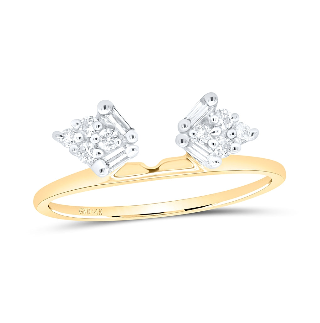 14kt Yellow Gold Womens Baguette Diamond Ring Guard Wrap Solitaire Enhancer 1/4 Cttw
