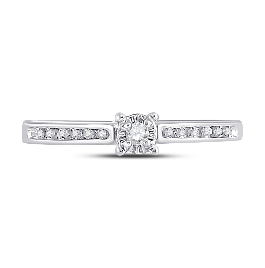 10K White Gold Round Diamond Solitaire Bridal Wedding Engagement Ring 1/10 Cttw, Womens Size: 5-10