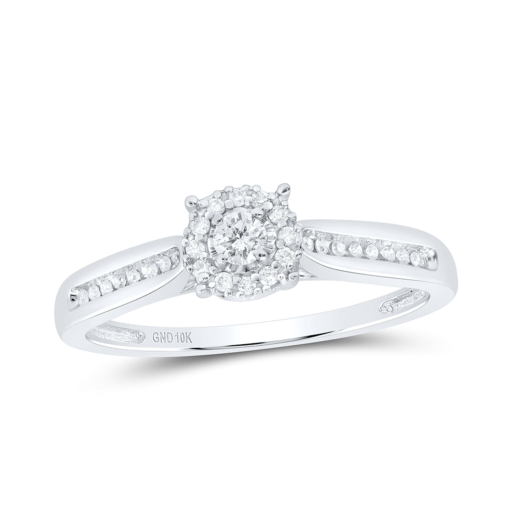 10K White Gold Round Diamond Solitaire Bridal Wedding Engagement Ring 1/6 Cttw, Womens Size: 5-10