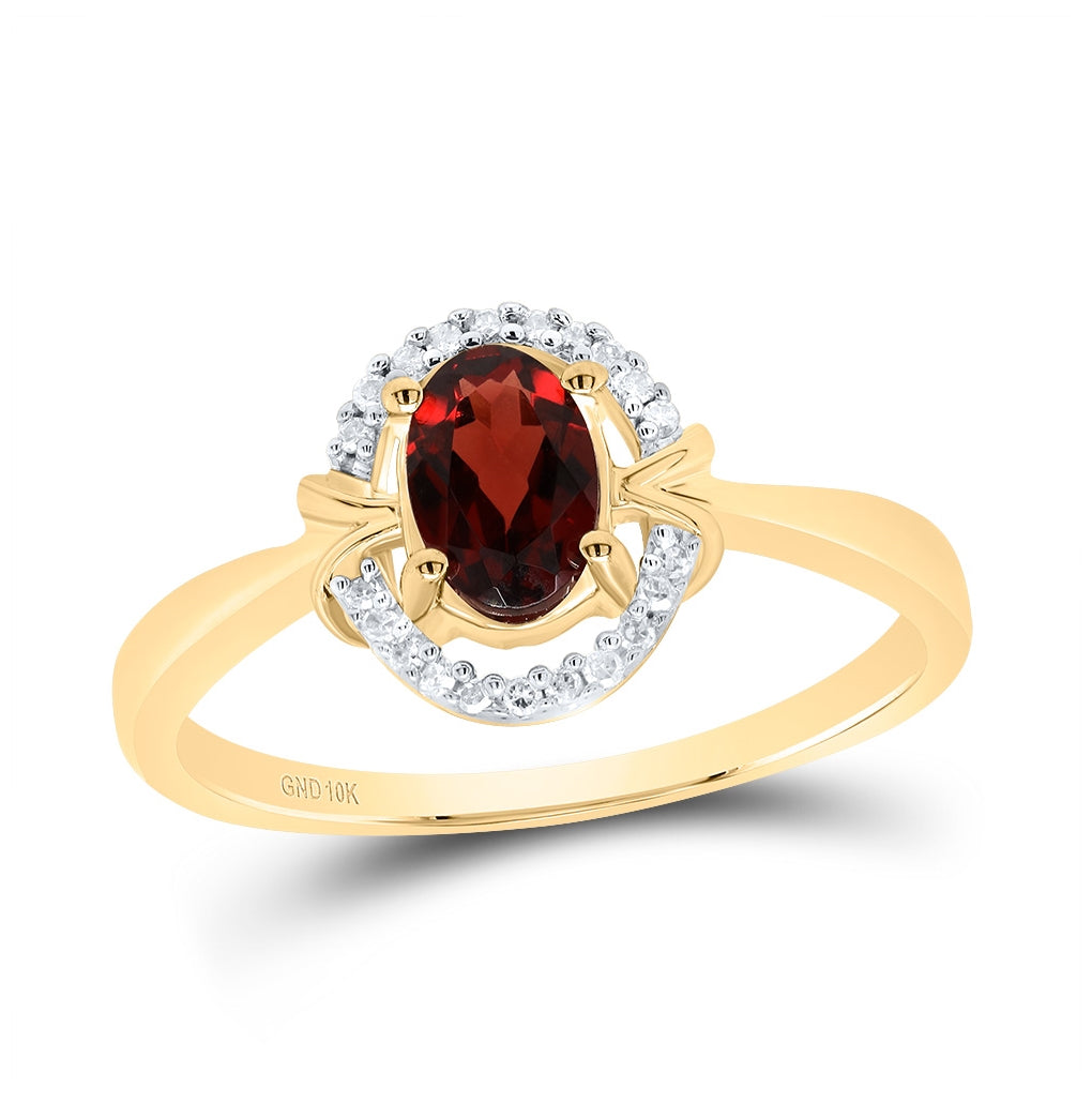 10K Yellow Gold Womens Oval Synthetic Garnet Solitaire Ring 5/8 Cttw, Womens Size: 5-10