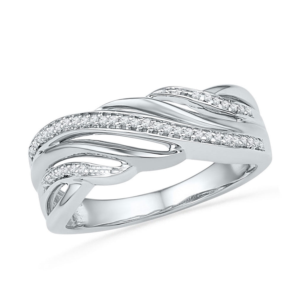10kt Two-tone Gold Womens Round Diamond Band Ring 1/8 Cttw