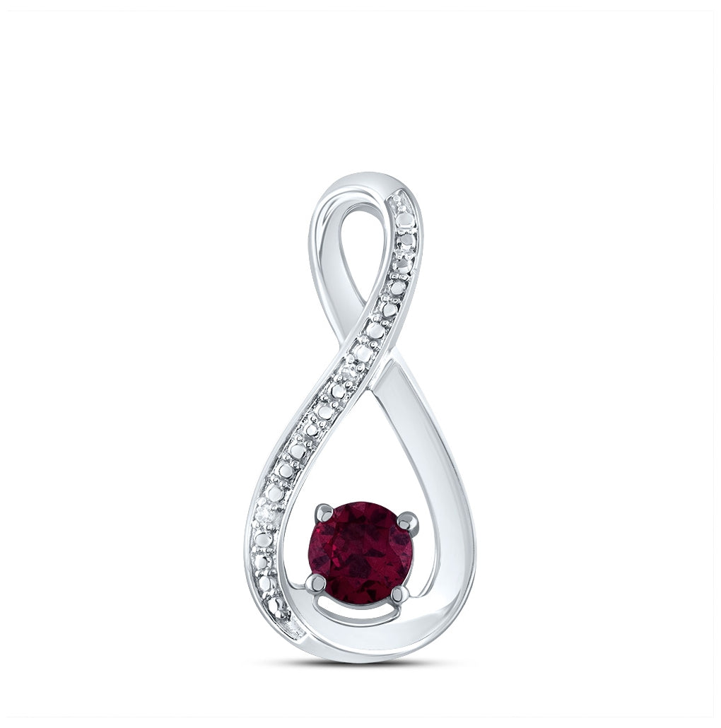 Sterling Silver Womens Round Synthetic Fashion Pendant