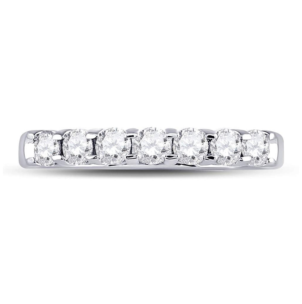 14K White Gold Womens Round Diamond Single Row Machine-set Wedding Band 1/2 Cttw, Womens Size: 5-10