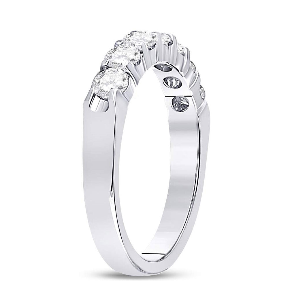 14K White Gold Womens Round Diamond Single Row Comfort Wedding Band 3/4 Cttw, Womens Size: 5-10