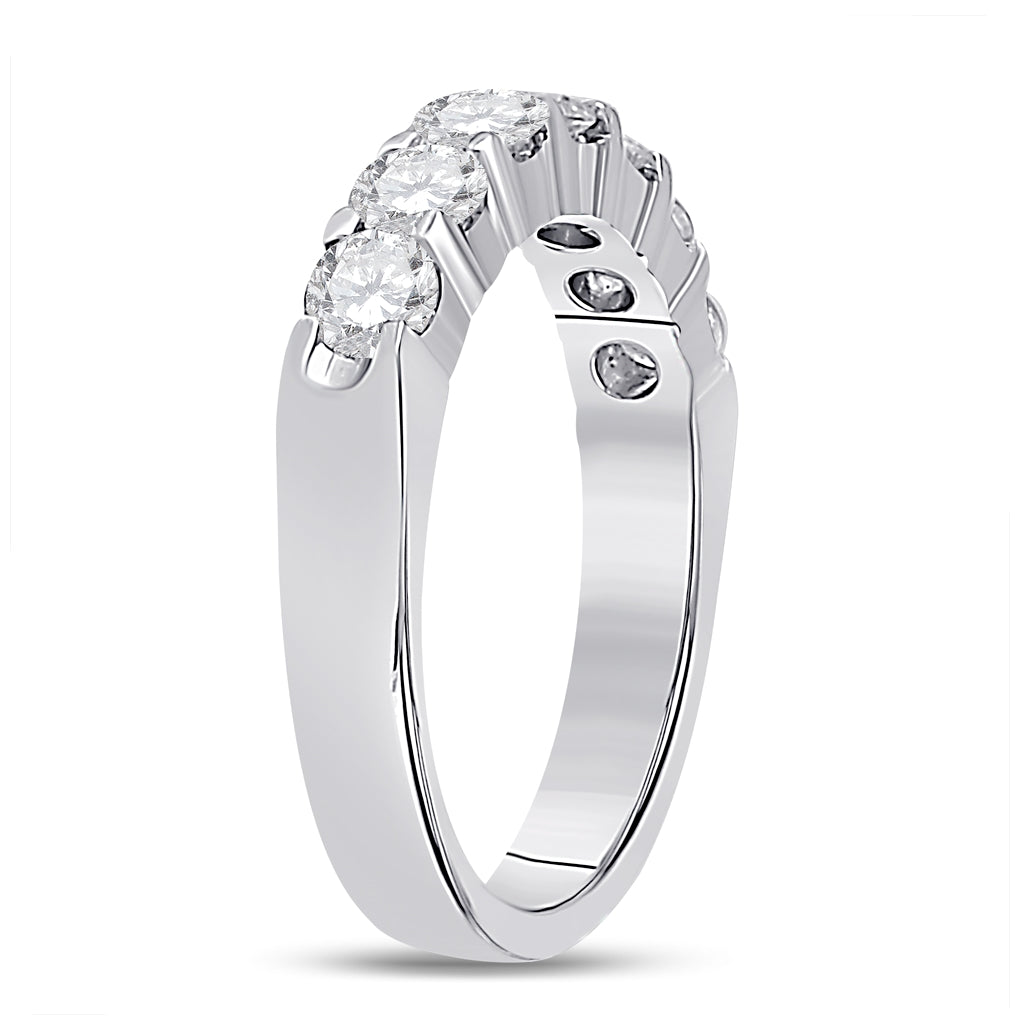 14K White Gold Womens Round Diamond Single Row Comfort Wedding Band 1 Cttw, Womens Size: 5-10
