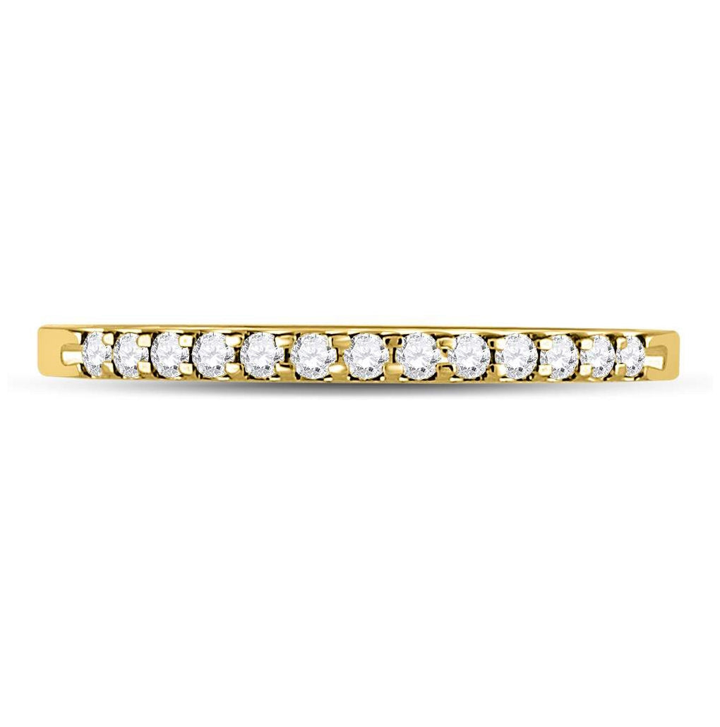 14K Yellow Gold Womens Round Diamond Single Row Machine-set Wedding Band 1/6 Cttw, Womens Size: 5-10