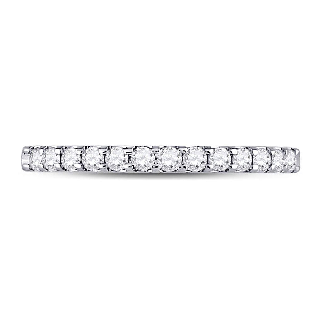 14K White Gold Womens Round Diamond Single Row Machine-set Wedding Band 1/4 Cttw, Womens Size: 5-10