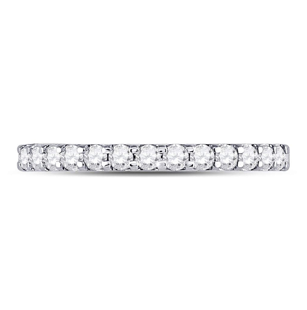 14K White Gold Womens Round Diamond Single Row Machine-set Wedding Band 1/3 Cttw, Womens Size: 5-10