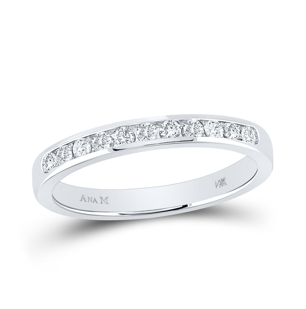 14K White Gold Womens Round Diamond Wedding Band Ring 1/4 Cttw, Womens Size: 5-10