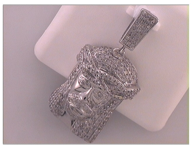 10kt White Gold 1 1/5ctw Diamond Jesus Charms
