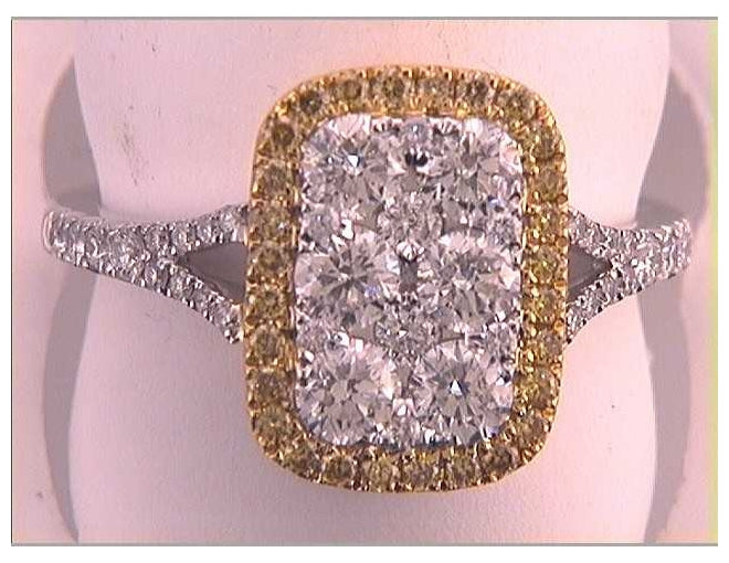 18kt White Gold 1 3/8ctw Diamond Yellow Ring